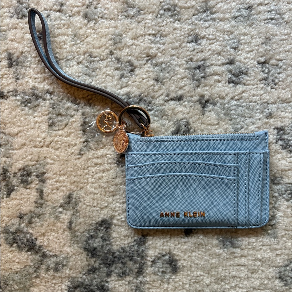 Anne Klein Light Blue Card Holder with Gold Accents